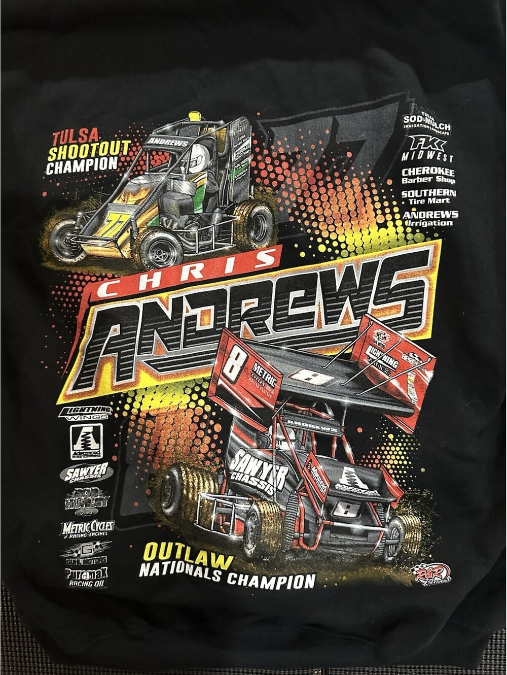 Chris Andrews Sprint Car Racing Hoodie Large Tulsa OK Outlaw Nationals Champion